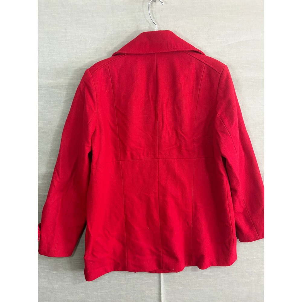 New York & Company Red Wool Blend Peacoat Y2K Retro Style Double Breasted Coat - Picture 3 of 7